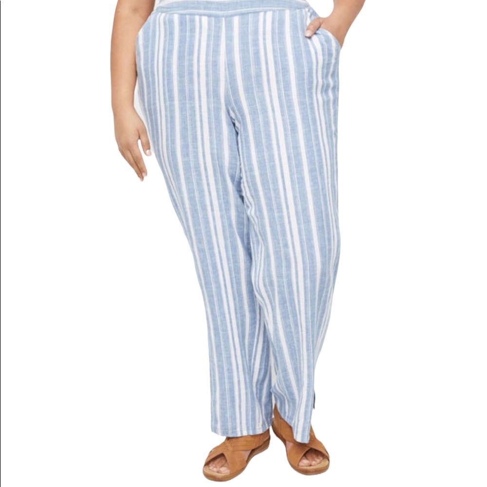Catherine’s linen blend Sz 18-20 Resort Beach Vacation Striped Sailor chic